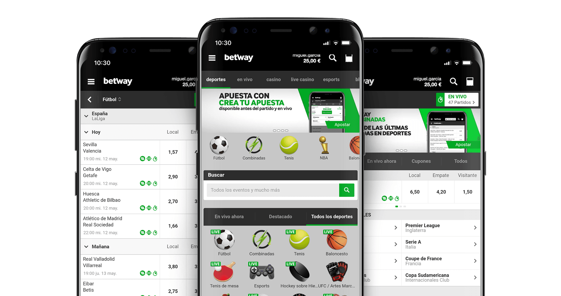 Con la App de Betway puedes acceder a todos tus deportes favoritos, donde quiera que estés y cuando desees.